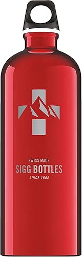 Sigg - Aluminum Water Bottle - Traveller Red & White - Swiss Design - With Screw Cap - Leakproof - Lightweight - Bpa Free, 34 Oz